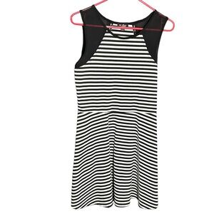 GUESS White & Black Striped Tank Top Dress Large